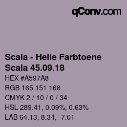 颜色代码: Scala - Helle Farbtoene - Scala 45.09.18 | qconv.com