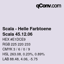 颜色代码: Scala - Helle Farbtoene - Scala 45.12.06 | qconv.com