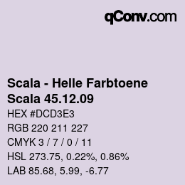 颜色代码: Scala - Helle Farbtoene - Scala 45.12.09 | qconv.com