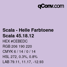 颜色代码: Scala - Helle Farbtoene - Scala 45.18.12 | qconv.com