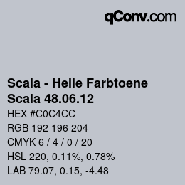颜色代码: Scala - Helle Farbtoene - Scala 48.06.12 | qconv.com