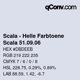 颜色代码: Scala - Helle Farbtoene - Scala 51.09.06 | qconv.com