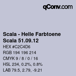 颜色代码: Scala - Helle Farbtoene - Scala 51.09.12 | qconv.com