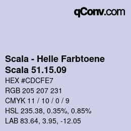 颜色代码: Scala - Helle Farbtoene - Scala 51.15.09 | qconv.com