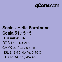 颜色代码: Scala - Helle Farbtoene - Scala 51.15.15 | qconv.com