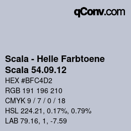 颜色代码: Scala - Helle Farbtoene - Scala 54.09.12 | qconv.com