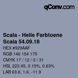 颜色代码: Scala - Helle Farbtoene - Scala 54.09.18 | qconv.com