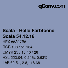 颜色代码: Scala - Helle Farbtoene - Scala 54.12.18 | qconv.com
