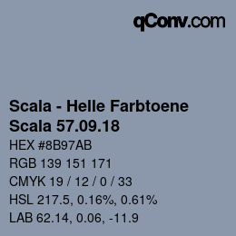 颜色代码: Scala - Helle Farbtoene - Scala 57.09.18 | qconv.com