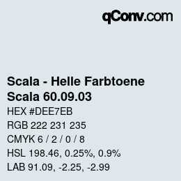 颜色代码: Scala - Helle Farbtoene - Scala 60.09.03 | qconv.com