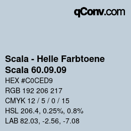 颜色代码: Scala - Helle Farbtoene - Scala 60.09.09 | qconv.com