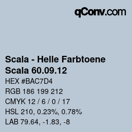 颜色代码: Scala - Helle Farbtoene - Scala 60.09.12 | qconv.com