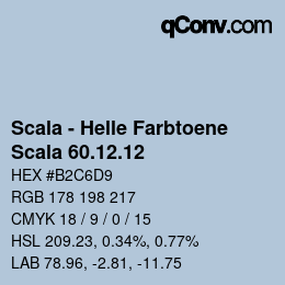 颜色代码: Scala - Helle Farbtoene - Scala 60.12.12 | qconv.com