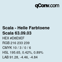 颜色代码: Scala - Helle Farbtoene - Scala 63.09.03 | qconv.com