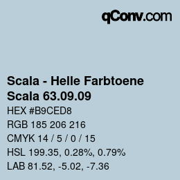 颜色代码: Scala - Helle Farbtoene - Scala 63.09.09 | qconv.com