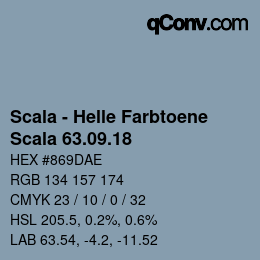 颜色代码: Scala - Helle Farbtoene - Scala 63.09.18 | qconv.com