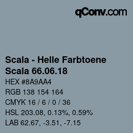 颜色代码: Scala - Helle Farbtoene - Scala 66.06.18 | qconv.com