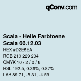 颜色代码: Scala - Helle Farbtoene - Scala 66.12.03 | qconv.com