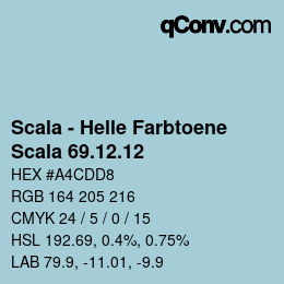 颜色代码: Scala - Helle Farbtoene - Scala 69.12.12 | qconv.com