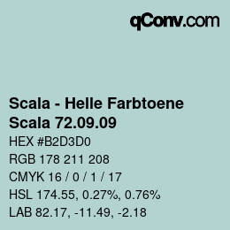 颜色代码: Scala - Helle Farbtoene - Scala 72.09.09 | qconv.com