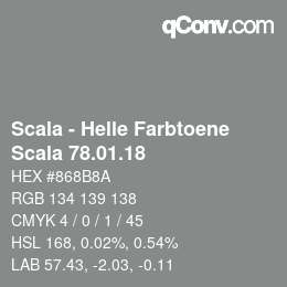 颜色代码: Scala - Helle Farbtoene - Scala 78.01.18 | qconv.com