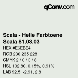 颜色代码: Scala - Helle Farbtoene - Scala 81.03.03 | qconv.com