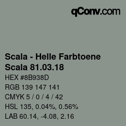 颜色代码: Scala - Helle Farbtoene - Scala 81.03.18 | qconv.com