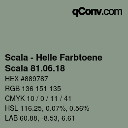 颜色代码: Scala - Helle Farbtoene - Scala 81.06.18 | qconv.com