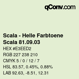 颜色代码: Scala - Helle Farbtoene - Scala 81.09.03 | qconv.com