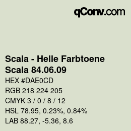 颜色代码: Scala - Helle Farbtoene - Scala 84.06.09 | qconv.com