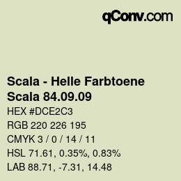 颜色代码: Scala - Helle Farbtoene - Scala 84.09.09 | qconv.com