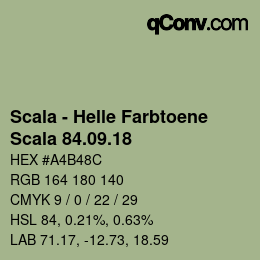 颜色代码: Scala - Helle Farbtoene - Scala 84.09.18 | qconv.com