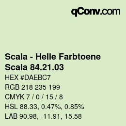 颜色代码: Scala - Helle Farbtoene - Scala 84.21.03 | qconv.com