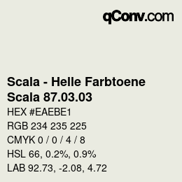 颜色代码: Scala - Helle Farbtoene - Scala 87.03.03 | qconv.com