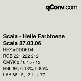 颜色代码: Scala - Helle Farbtoene - Scala 87.03.06 | qconv.com