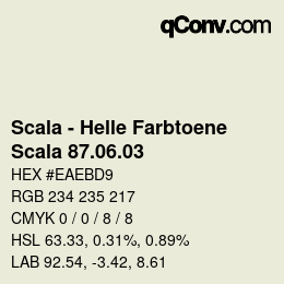 颜色代码: Scala - Helle Farbtoene - Scala 87.06.03 | qconv.com