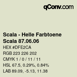 颜色代码: Scala - Helle Farbtoene - Scala 87.06.06 | qconv.com