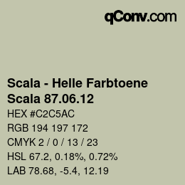 颜色代码: Scala - Helle Farbtoene - Scala 87.06.12 | qconv.com