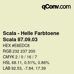 颜色代码: Scala - Helle Farbtoene - Scala 87.09.03 | qconv.com