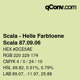 颜色代码: Scala - Helle Farbtoene - Scala 87.09.06 | qconv.com