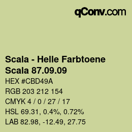 颜色代码: Scala - Helle Farbtoene - Scala 87.09.09 | qconv.com
