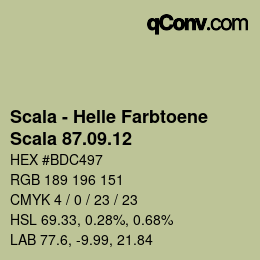 颜色代码: Scala - Helle Farbtoene - Scala 87.09.12 | qconv.com