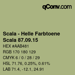 颜色代码: Scala - Helle Farbtoene - Scala 87.09.15 | qconv.com
