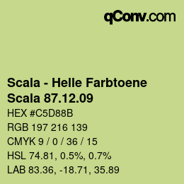 颜色代码: Scala - Helle Farbtoene - Scala 87.12.09 | qconv.com