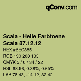 颜色代码: Scala - Helle Farbtoene - Scala 87.12.12 | qconv.com