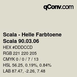 颜色代码: Scala - Helle Farbtoene - Scala 90.03.06 | qconv.com