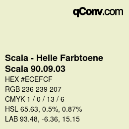 颜色代码: Scala - Helle Farbtoene - Scala 90.09.03 | qconv.com