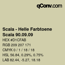 颜色代码: Scala - Helle Farbtoene - Scala 90.09.09 | qconv.com