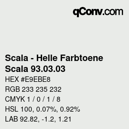 颜色代码: Scala - Helle Farbtoene - Scala 93.03.03 | qconv.com