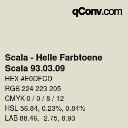 颜色代码: Scala - Helle Farbtoene - Scala 93.03.09 | qconv.com